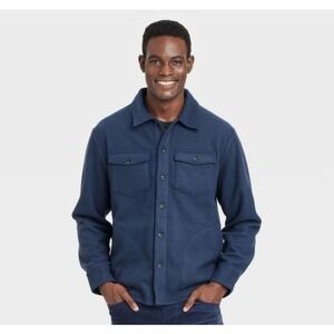 Goodfellow NWT Small Target Fleece Jacket Blue Button Long Sleeve Workwear Style